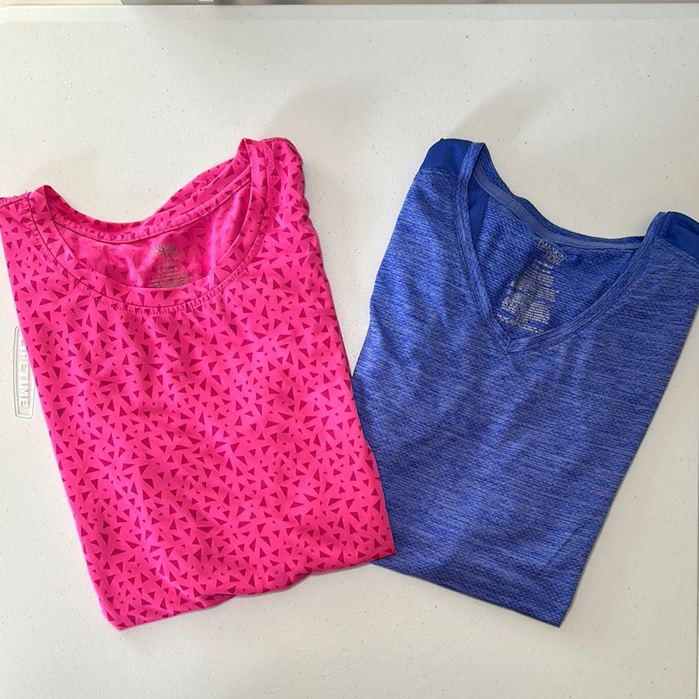 2 Danskin Now Athletic Shirt Pink and Blue Women Size XL